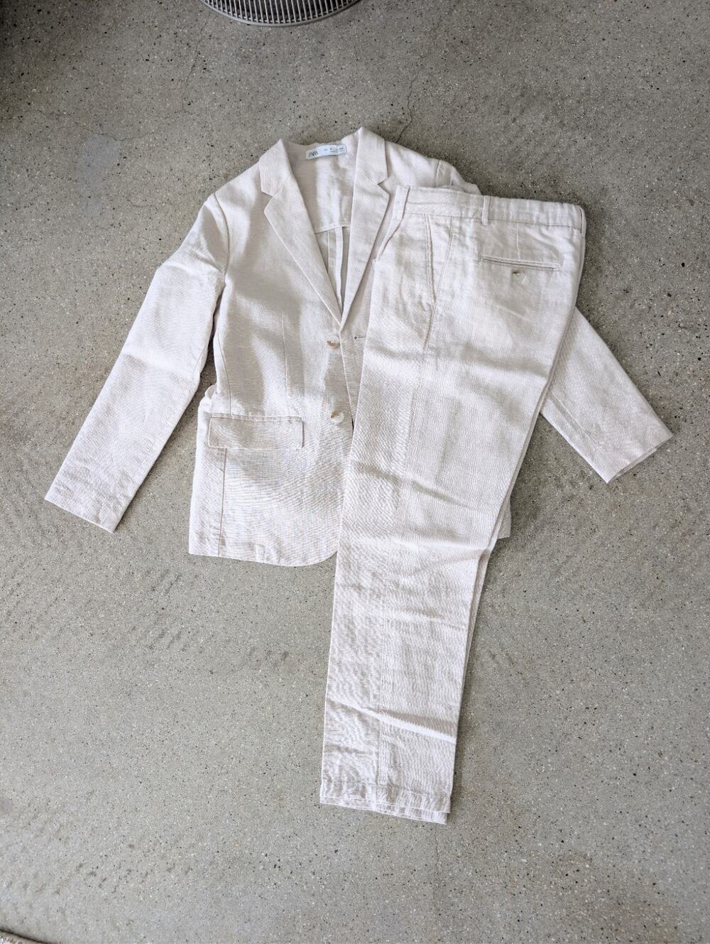 Zara Linen Boys Suit Set Suit Coat Blazer and Pants